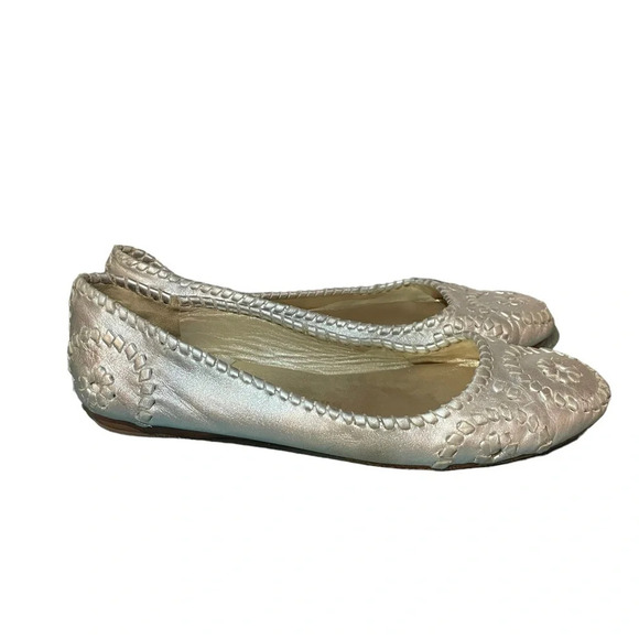 JACK ROGERS WOVEN SILVER FLATS - Picture 1 of 5